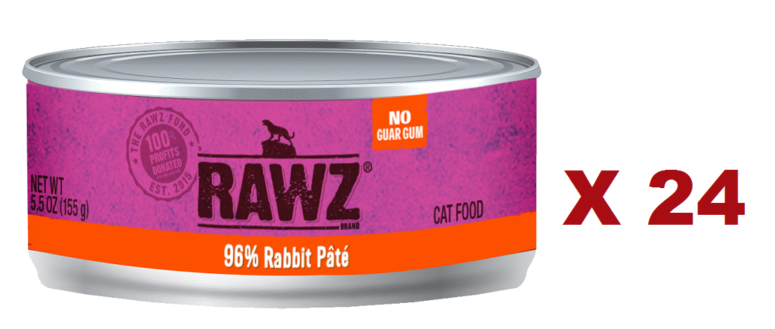 155克 RAWZ Grain Free Rabbit Pate 無穀物兔肉肉醬貓罐頭 (平均每罐 $29) 美國製造